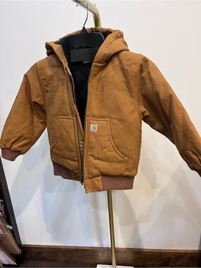 Carhartt Tan/Brown Toddler Hooded Jacket with Black Lining